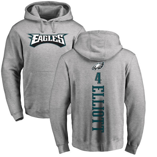 Men Philadelphia Eagles #4 Jake Elliott Ash Backer NFL Pullover Hoodie Sweatshirts->nfl t-shirts->Sports Accessory